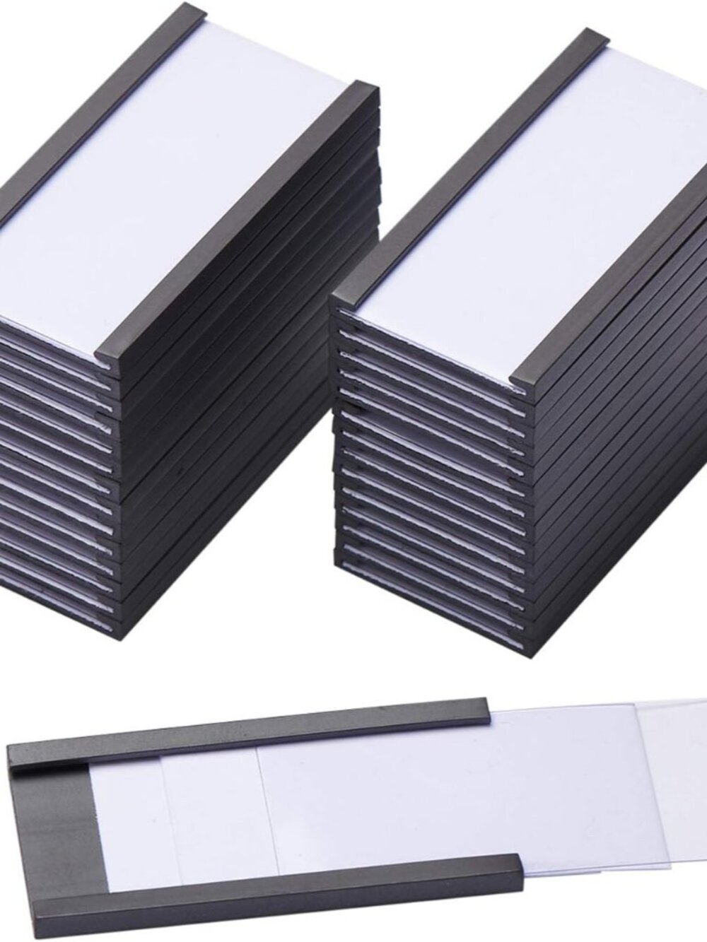 C Channel Magnetic Labels Holders, 50 Pack 1''x2'' for Metal Racks